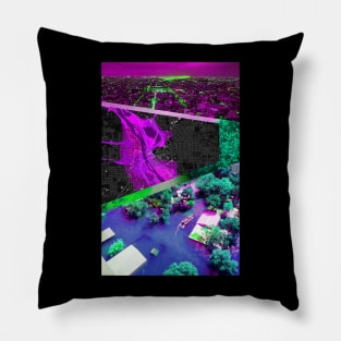 waterbreak collage of the wetland city ecopop architectural art Pillow