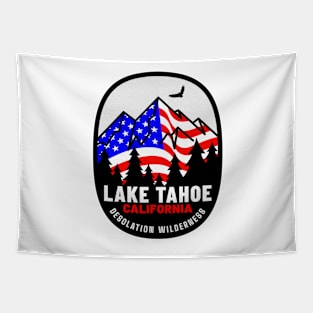 Lake Tahoe California Desolation Wilderness Skiing Mountains Ski Patriotic Tapestry