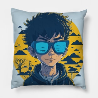 smart boy with glasses Pillow