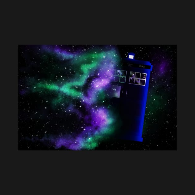 TARDIS with purple & green by katyschifferer