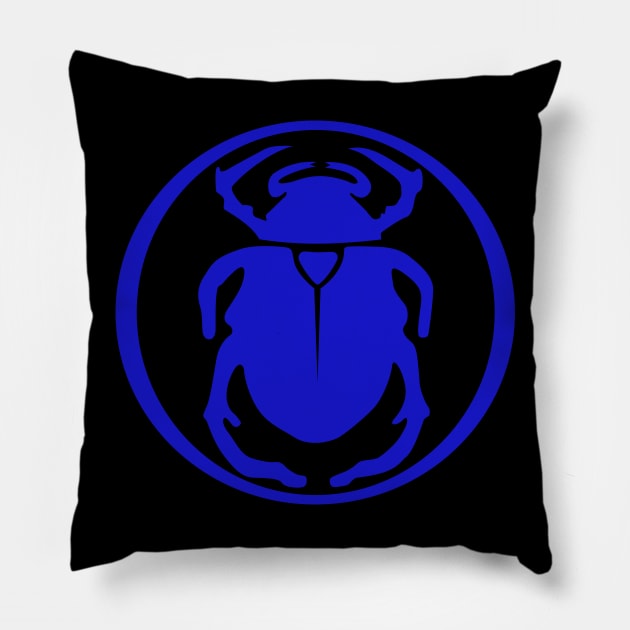 DESTINY: SCARAB HEART EMBLEM [BLUE] Pillow by SykoticApparel