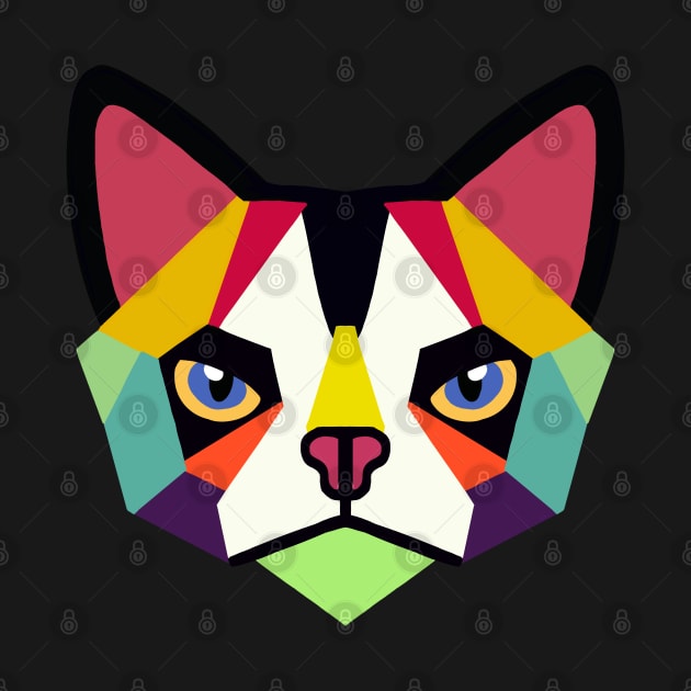 Geometric Cat Face Big Ears by wildjellybeans