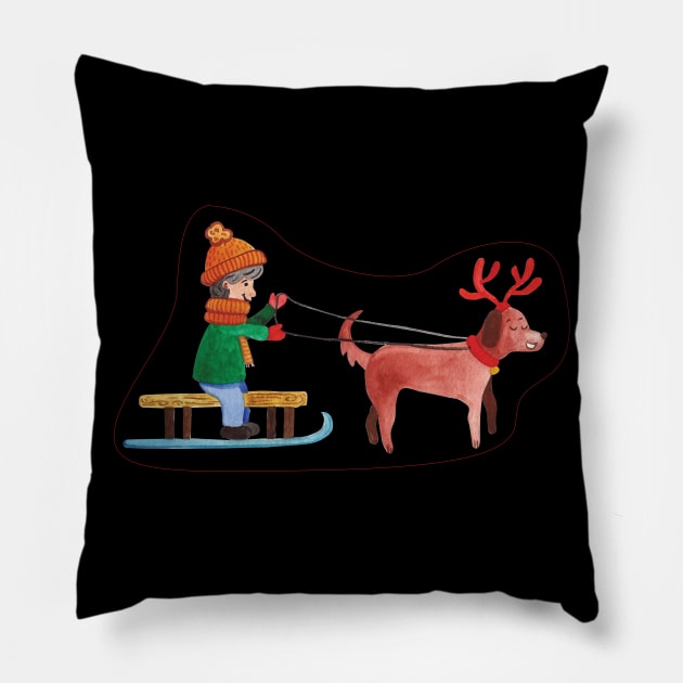 Dog sleigh Pillow by holidaystore