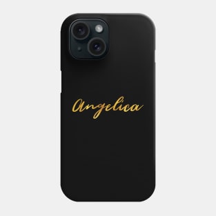 Angelica Name Hand Lettering in Faux Gold Letters Phone Case