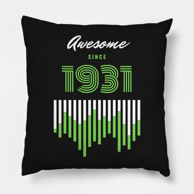 Awesome Since 1931, 90 years old, 90th Birthday Gift Pillow by LifeSimpliCity