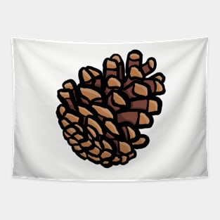 Simple cartoon pinecone digital illustration, autumn nature trees woody Tapestry