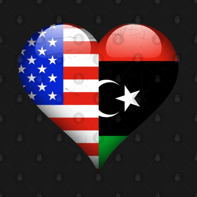 Half American Half Libyan - Gift for Libyan From Libya by Country Flags