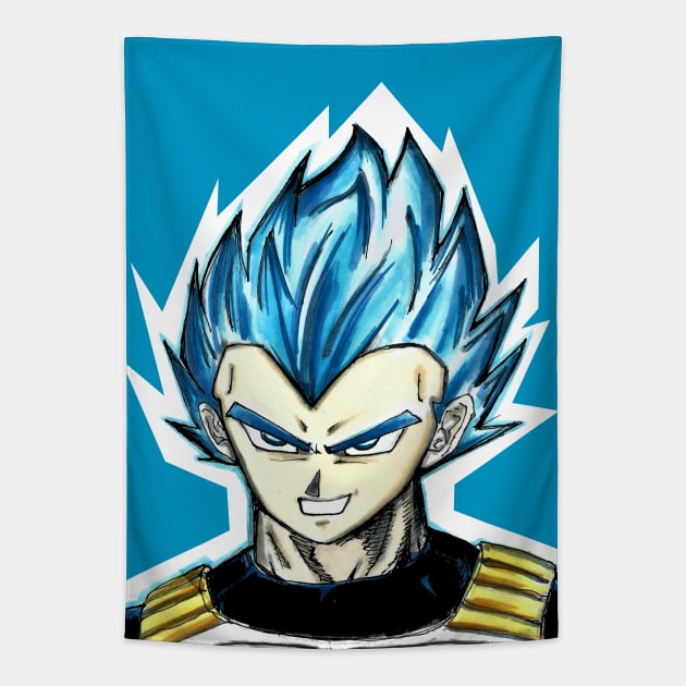 super saiyan vegeta the prince of saiyans in dbz Tapestry by jorge_lebeau