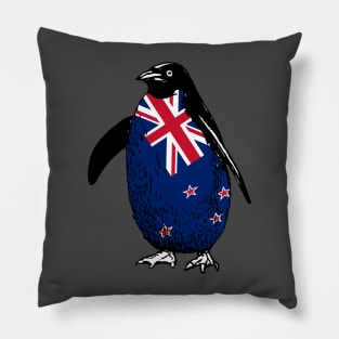 Cute New Zealand Penguin | Vintage Penguin Supporting New Zealand All The Way Pillow