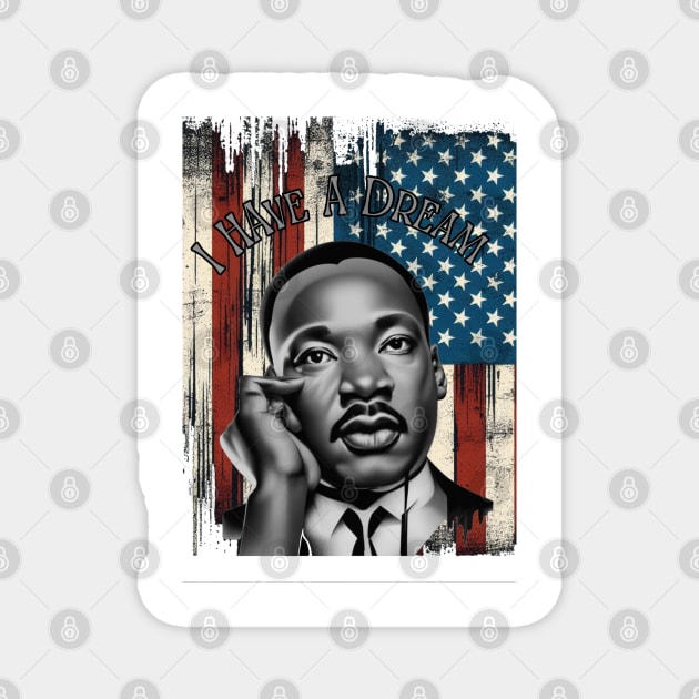 "Dreams of Justice: MLK Double Exposure" - MLK Civil Rights Activist Magnet by stickercuffs