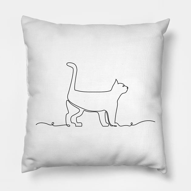 Cat Line art Pillow by Dynamic Design