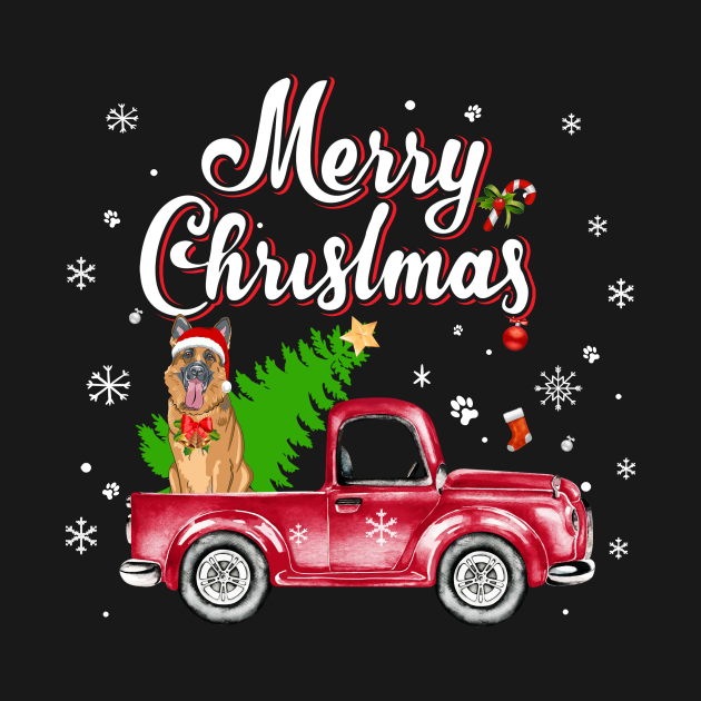 Disover German Shepherd Rides Red Truck Christmas Pajama - German Shepherd Christmas - T-Shirt