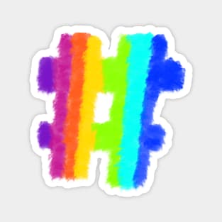 Colorful Rainbow Color Hashtag # LGBT LGBTQ Sign Magnet