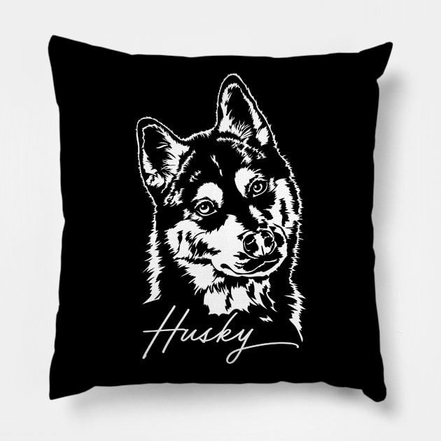 Funny Proud Siberian Husky dog portrait sled dog mom Pillow by wilsigns