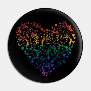 Unicorn Rainbow Heart Pride Pin