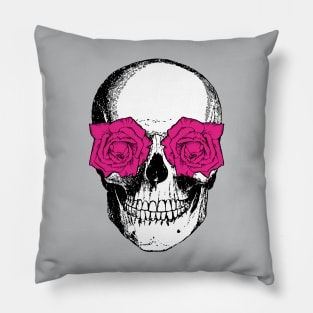 Skull and Roses | Skull and Flowers | Skulls and Skeletons | Vintage Skulls | Pink Roses | Pillow