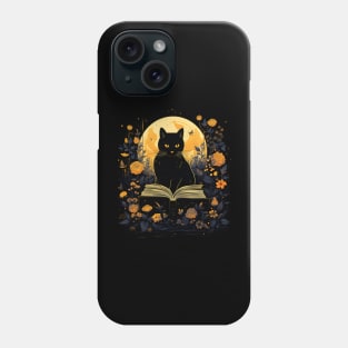 Floral Black Cat And Book Catshirt Phone Case