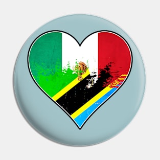 Mexican and Tanzanian Heart Mix Heritage Flag Pin