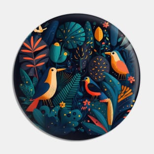 Floral and Birds Pin