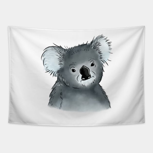 Grey realistic Koala Tapestry by cheekyfoxart