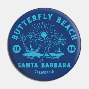 Vintage Butterfly Beach Surfing // Retro California Beach Santa Barbara 1988 Pin