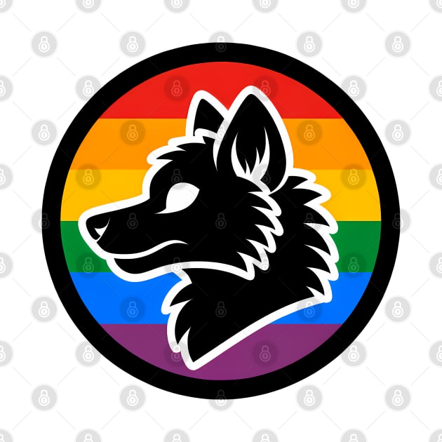 LGBTQ Pride Wolf Anthro Furry Rainbow Logo by Blue Bull Bazaar