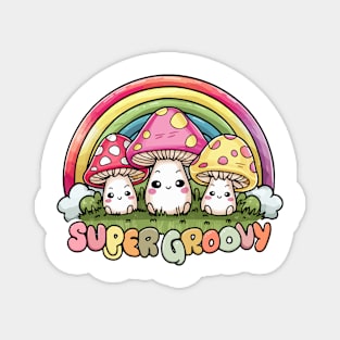 Super Groovy Kawaii Mushrooms Magnet