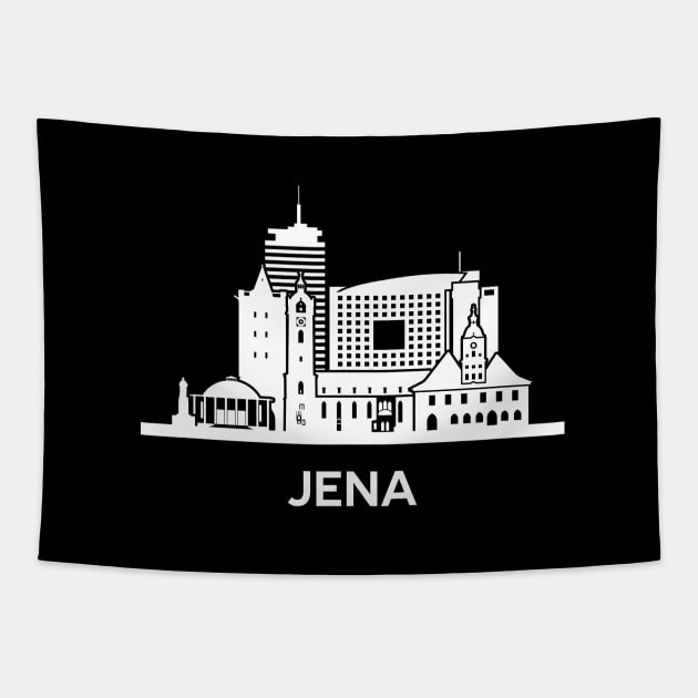 Jena Skyline, white Tapestry by yulia-rb