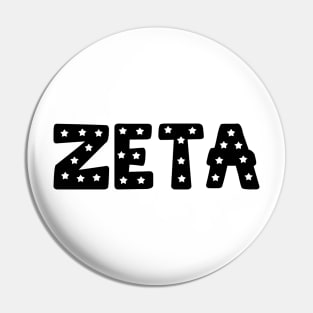 Zeta Star Letters Pin