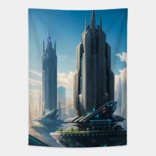 Floating Futuristic City - Utopia Tapestry