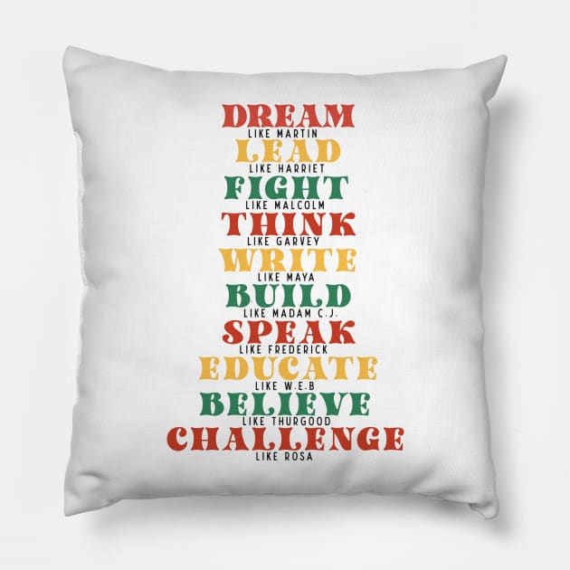 Dream Like Martin BLM Black History Month Gift Pillow by BadDesignCo