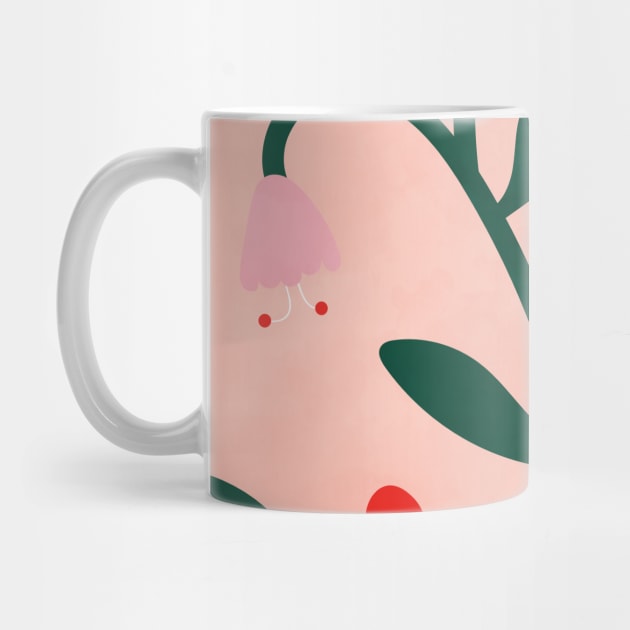 Aesthetic Pink Flower Print, Botanical Modern, Minimalist - Pink Flower -  Mug