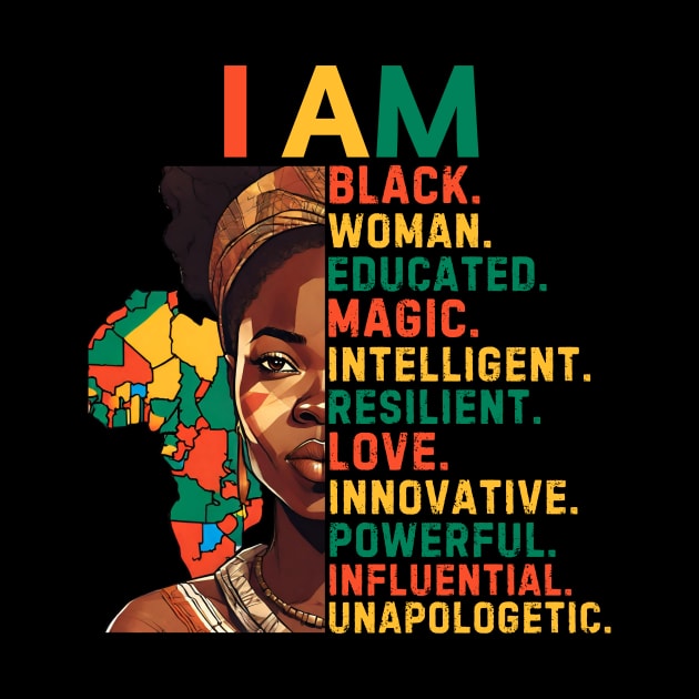 I am black woman educated, Black History Month Cute Woman by Pikalaolamotor