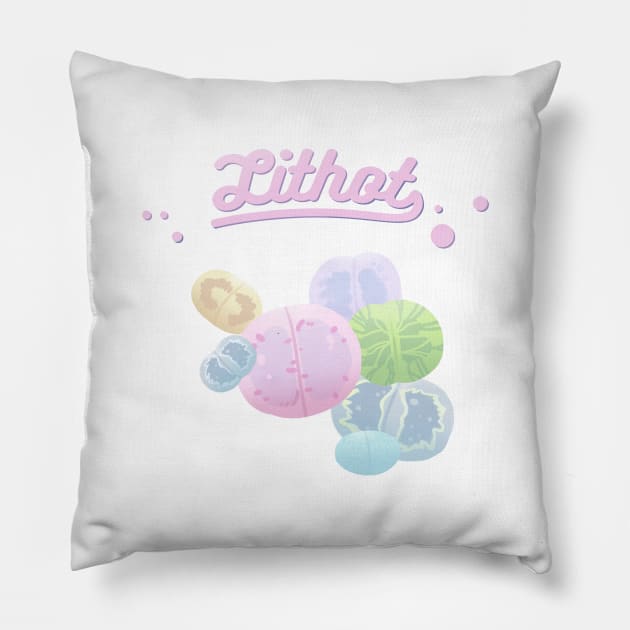 Cute Lithop Plant Mom Lithot Pun Funny Pillow by yellowpomelo