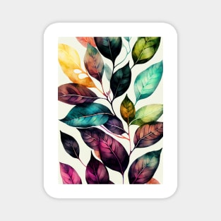 Watercolor colors leaves pattern Magnet