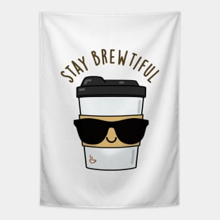 Stay Brewtiful Cute Coffee Pun Tapestry