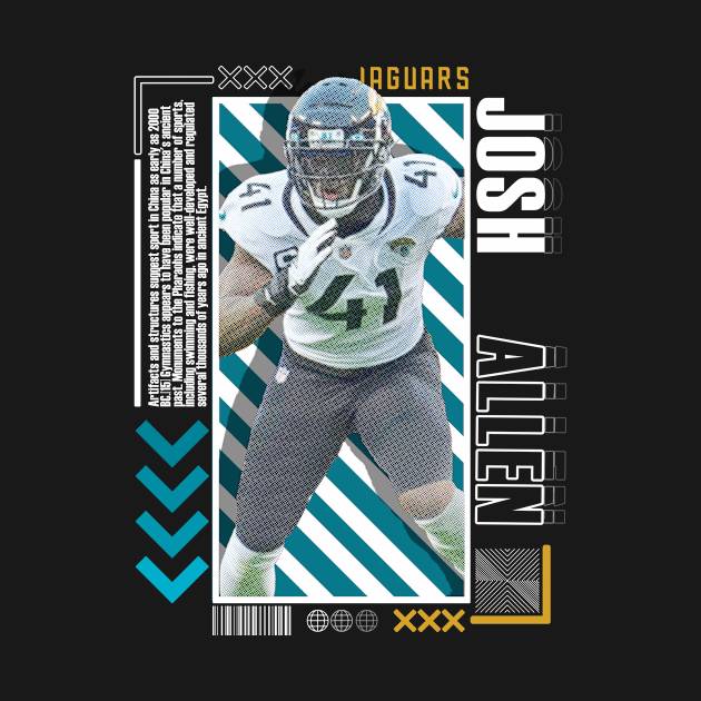 Discover Josh Allen Football Paper Poster Jaguars 9 - Josh Allen - T-Shirt