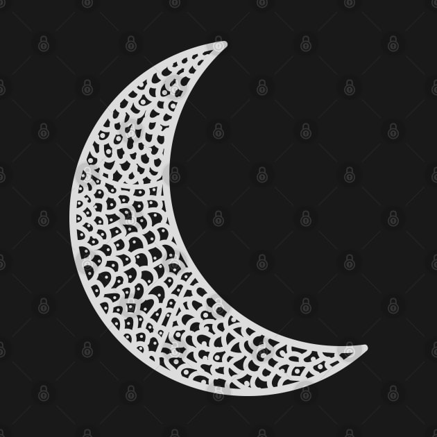 White Lace Crescent Moon by LozzieElizaDesigns