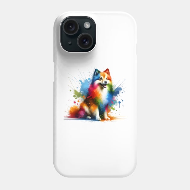 Playful Icelandic Sheepdog in Vivid Splash Art Style Phone Case by ArtRUs