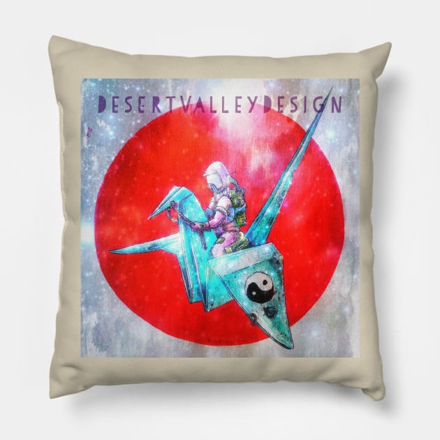 Origami Space Girl Pillow by desertvalleydesign