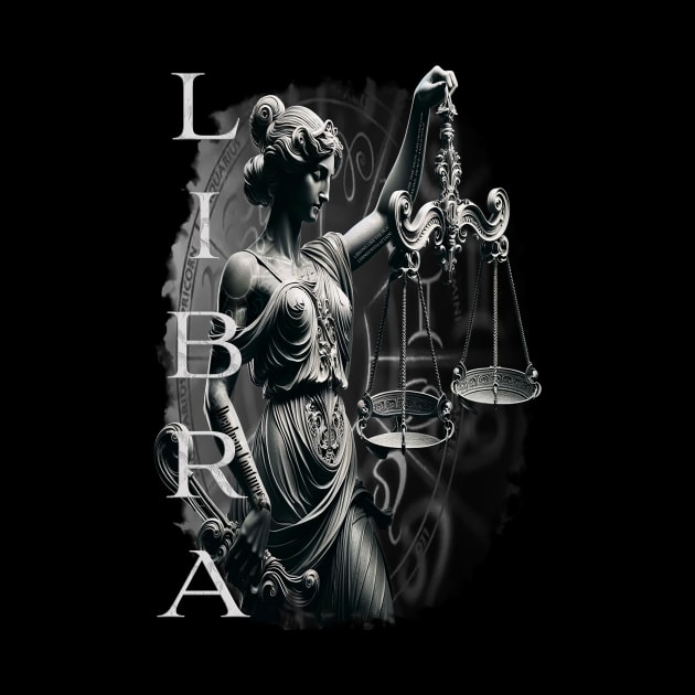 Elegant Libra Zodiac Scales & Justice Art by Deadpan Couture