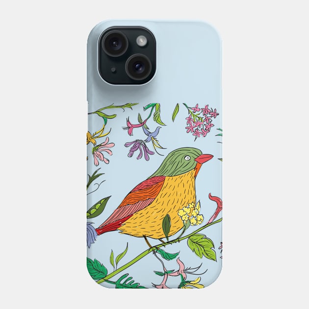 Hand Drawn Bird Spring Phone Case by Mako Design 