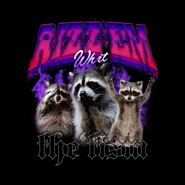 Rizz Em With The Tism Retro Shirt, Vintage Funny Raccoon Graphic Shirt, Autism Awareness, Raccoon Meme by Hamza Froug