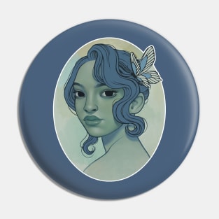 Green Portrait Pin