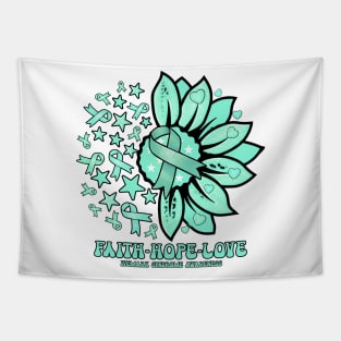 Ivemark Syndrome Awareness - Faith love hope sunflower ribbon Tapestry