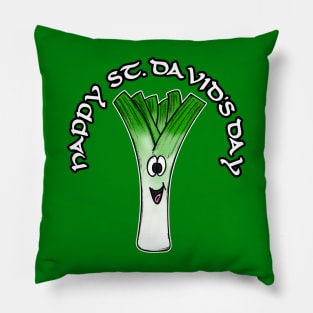 Happy St David's Day Leek Welsh Wales Funny Pillow
