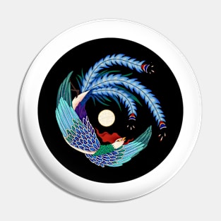 Minhwa: Asian Phoenix H Type (Korean traditional/folk art) Pin