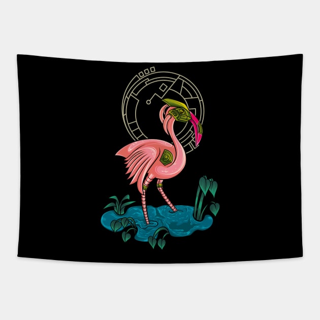 flamingo mecha robot Tapestry by Bayuktx