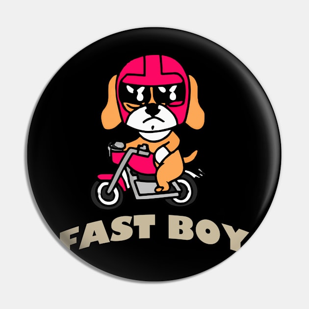 Fast Puggle Boy Dog Owner Retro Funny Dog Pin by BetterManufaktur