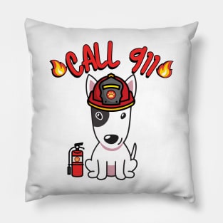 Firefighter Bull Terrier Pillow